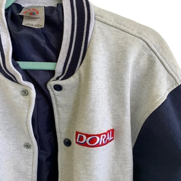 Vintage Doral Cigarettes Adult Coat Size Large Varsity Bomber Embroidery Logo - Picture 3 of 9
